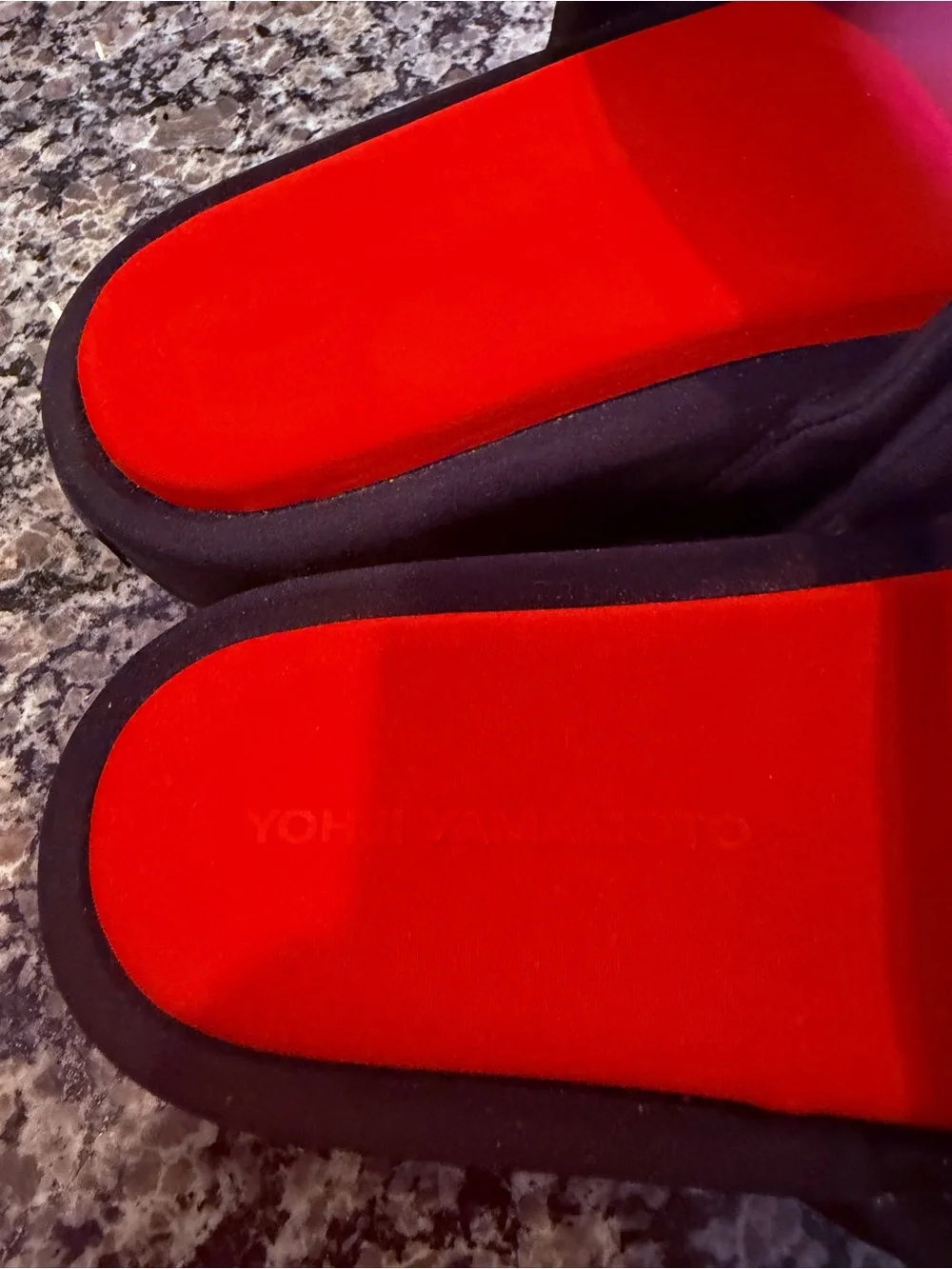 Y-3 Black and Red Slide Sandals